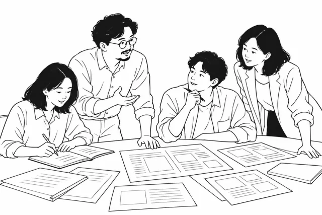 기획과 집필, 편집을 함께 검토하는 협업 선화